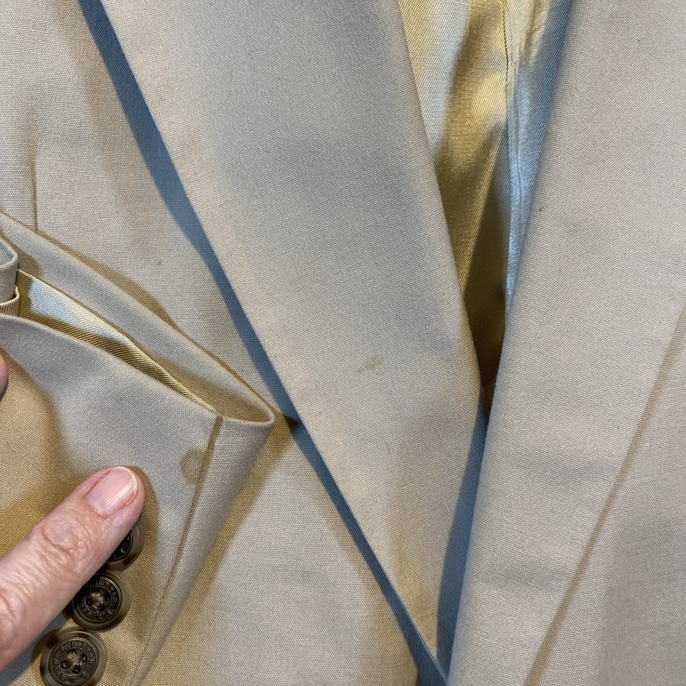 L.L Bean Mens Blazer Sport Coat Khaki Sz 44T‎ Two Button Classic USA **Flaw** - Picture 9 of 9